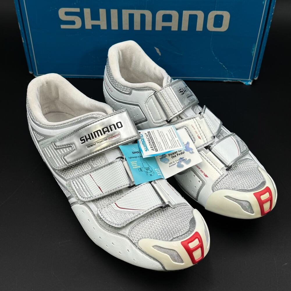 Shimano Mens Road Cycling Shoes White Red US 9.7 SH-R160W Biking Training
